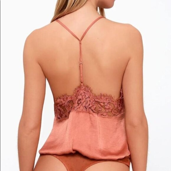 Free People Sweetie Pie Rusty Rose Bodysuit Tank Top Cami Size XS - Picture 2 of 12